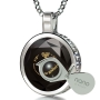 Nano Sterling Silver and Gemstone Grafted-In Necklace with 24K Gold Micro-Inscription (Black) - 3