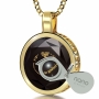 Nano 24K Gold Plated and Gemstone Grafted-In Necklace with 24K Gold Micro-Inscription (Black) - 3