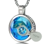 Nano Sterling Silver and Gemstone Grafted-In Necklace with 24K Gold Micro-Inscription (Blue) - 3