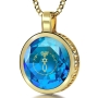 Nano 24K Gold Plated and Gemstone Grafted-In Necklace with 24K Gold Micro-Inscription (Blue) - 1