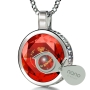 Nano Sterling Silver and Gemstone Grafted-In Necklace with 24K Gold Micro-Inscription (Red) - 3
