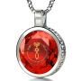 Nano Sterling Silver and Gemstone Grafted-In Necklace with 24K Gold Micro-Inscription (Red) - 1