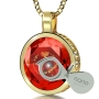 Nano 24K Gold Plated and Gemstone Grafted-In Necklace with 24K Gold Micro-Inscription (Red) - 3