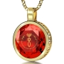 Nano 24K Gold Plated and Gemstone Grafted-In Necklace with 24K Gold Micro-Inscription (Red) - 1