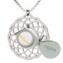 Nano Jewelry Sterling Silver & Crystal Grafted-In Mandala Necklace with 24k Gold Micro-Inscription (White) - 3