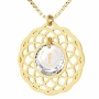 Nano Jewelry 24k Gold Plated and Crystal Grafted-In Mandala Necklace with 24k Gold Micro-Inscription (White) - 1