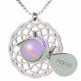 Nano Sterling Silver & Crystal Grafted-In Mandala Necklace with 24k Gold Micro-Inscription (Purple) - 3