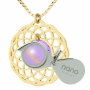 Nano 24K Gold Plated and Crystal Grafted-In Mandala Necklace with 24K Gold Micro-Inscription (Purple) - 3