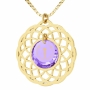 Nano 24K Gold Plated and Crystal Grafted-In Mandala Necklace with 24K Gold Micro-Inscription (Purple) - 1