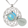 Nano Jewelry Sterling Silver & Crystal Grafted-In Mandala Necklace with 24k Gold Micro-Inscription (Blue) - 3