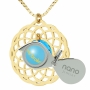 Nano Jewelry 24k Gold Plated & Crystal Grafted-In Mandala Necklace with 24k Gold Micro-Inscription (Blue) - 3