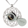 Nano Jewelry Sterling Silver & Crystal Grafted-In Mandala Necklace with 24k Gold Micro-Inscription (Black) - 3