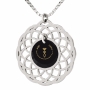 Nano Jewelry Sterling Silver & Crystal Grafted-In Mandala Necklace with 24k Gold Micro-Inscription (Black) - 1