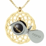 Nano Jewelry 24k Gold Plated & Crystal Grafted-In Mandala Necklace with 24k Gold Micro-Inscription (Black) - 3