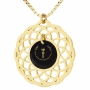 Nano Jewelry 24k Gold Plated & Crystal Grafted-In Mandala Necklace with 24k Gold Micro-Inscription (Black) - 1