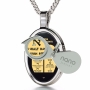 Nano Jewelry Sterling Silver and Onyx Ten Commandments Necklace with 24K Gold Micro-Inscription - 2