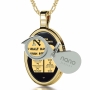 Nano Jewelry 14K Gold and Onyx Ten Commandments Necklace with 24K Gold Micro-Inscription - 3