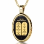 Nano Jewelry 14K Gold and Onyx Ten Commandments Necklace with 24K Gold Micro-Inscription - 1