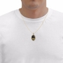 Nano 14K Gold and Onyx Framed Oval “Jerusalem of Gold” Necklace with 24K Gold Micro-Inscription - 5
