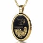 Nano 24K Gold Plated and Onyx Framed Oval “Jerusalem of Gold” Necklace with 24K Gold Micro-Inscription - 1