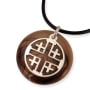 Olive Wood and Sterling Silver Circular Jerusalem Cross Necklace - 1