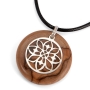 Olive Wood and Sterling Silver Handmade Mandala Pattern Cross Necklace - 1