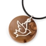 Olive Wood and Sterling Silver Holy Spirit Dove Necklace - 1