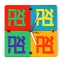 Ofek Wertman Ahava Contrasting Colors Square Wooden Wall Clock - 1
