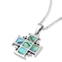 Sterling Silver and Mother-of-Pearl Jerusalem Cross Pendant - 1