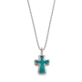 Adina Plastelina Sterling Silver Cross Necklace (Turquoise) - 1