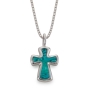 Adina Plastelina Sterling Silver Cross Necklace (Turquoise) - 2