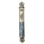 Pewter Mezuzah Case with Star of David (Blue) - 1