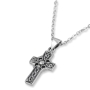 Small Sterling Silver Engraved Celtic Cross  - 1