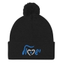 Blue and White Love Israel Embroidered Beanie with Pom-Pom - Unisex - 6