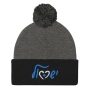 Blue and White Love Israel Embroidered Beanie with Pom-Pom - Unisex - 7