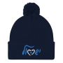 Blue and White Love Israel Embroidered Beanie with Pom-Pom - Unisex - 5