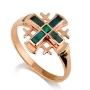 Ben Jewelry 14K Rose Gold and Eilat Stone Women’s Stacked Jerusalem Cross Ring - 1