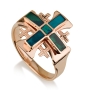 Ben Jewelry 14K Rose Gold and Eilat Stone Men’s Stacked Jerusalem Cross Ring - 1