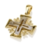 14K Gold Two-Tone Square Cutout Jerusalem Cross Pendant - 1
