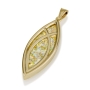 Ben Jewelry 14K Gold & Roman Glass Inlay Marquise Ichthus Pendant - 1