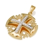 Ben Jewelry 18K Gold Deluxe Large Rounded Jerusalem Cross with Diamonds in White Gold Setting - 1