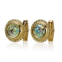 Ben Jewelry 14K Gold and Roman Glass Ornate Circular Filigree Cufflinks  - 1