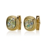 Ben Jewelry 14K Gold and Roman Glass Rounded Square Filigree Cufflinks - 1