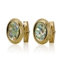 Ben Jewelry 14K Gold and Roman Glass Oval Pearled Border Filigree Cufflinks - 1