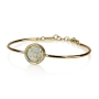 14K Gold Bangle with Bordered Round Roman Glass - 1