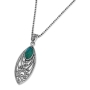 Sterling Silver and Eilat Stone Filigree Marquise Necklace - 2