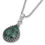 Sterling Silver and Eilat Stone Rounded Filigree Teardrop Necklace - 2