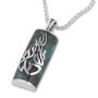 Sterling Silver Eilat Stone Shema Yisrael Mezuzah Necklace  - 1