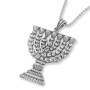 Sterling Silver 7 Branched Menorah Necklace - 1