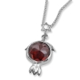 Sterling Silver and Garnet Inverted Pomegranate Necklace with Star of David  - 1
